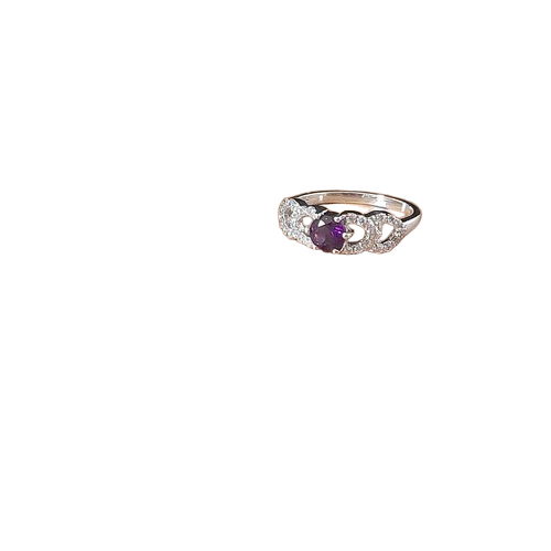 925 Sterling Silver Gemstone Women Ring With Amethyst Stone - Shape: Round