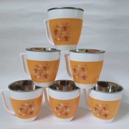 6 Pieces Stainless Steel Cup Set For Tea,coffee And Milk, Outer Plastic Inner Stainless Steel