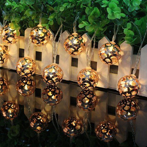 Metal Ball Shape String Led Light, Gold Plated Curtain Festival Decorative Led Lights Body Material: Aluminum