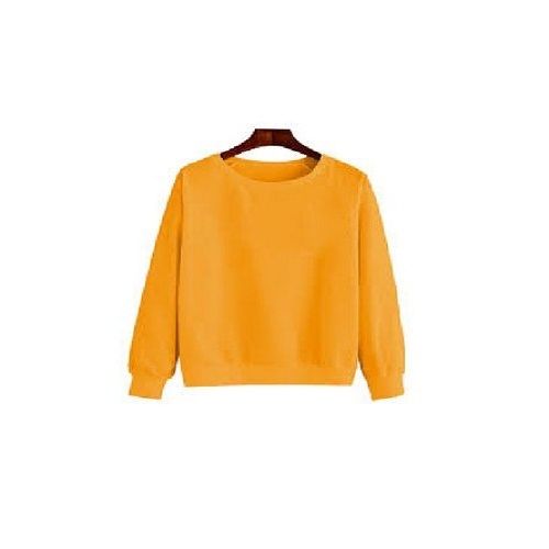 Mustard Color Casual Wear Plain Pattern Woolen T- Shirts, S, M, L, XXL