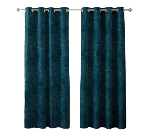 Blue Washable Shrink Resistant Plain Cotton Door Curtains