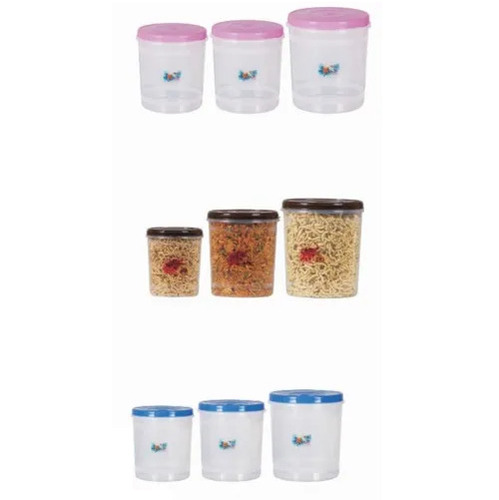 PLASTIC 1LTR STORAGE ROUND CONTAINER MINI PLAIN (Pack Of 3)