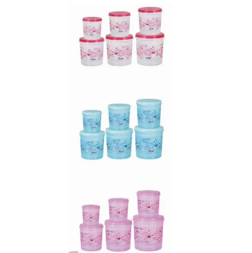 PLASTIC STORAGE CONTAINERS PLUS FLOWER PRINT (PACK OF 6)