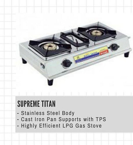 Lpg 2 Burner Gas Stove With Tri Pin Base Brass Burner Top And Cast Iron Pan Support With Tps