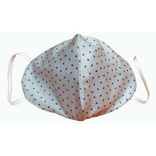 White Color Pure Cotton Dot Printed Pattern Two Layer Face Mask For Unisex