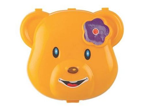 Orange Green Sky Blue Purple Yellow Pink Teddy Bear Face Shape Kids Food Grade Safe Plastic School Lunch Box With Press Lock