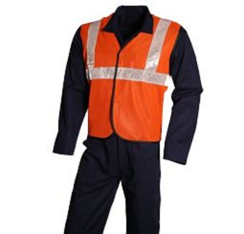 Orange High Visibility Sleeveless Industrial 100% Polyester Safety Jacket With Reflective Tapes