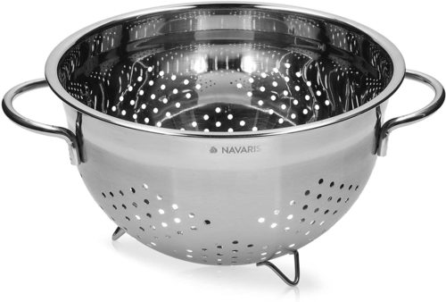 Stainless Steel Colander 4.8l 5 Quart Metal Strainer With Large Holes And Handles
