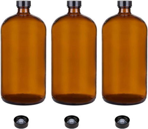 3 Pack 32 Oz Amber Glass Bottles With Tight Seal Caps