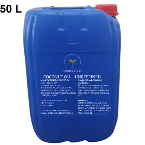 Cold Pressed Unrefined Coconut Oil 50 L