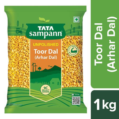 Tata Sampann Pure Organic Unpolished Yellow Toor Dal 1 Kg Pouch Origin: India