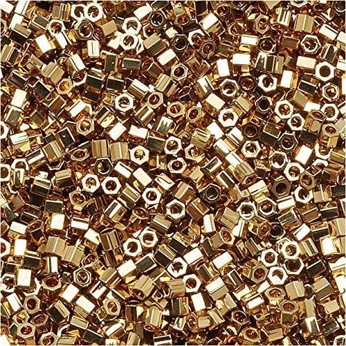 Rust Proof Hexagonal Seed Bead Nut 15/0 24K Lt Gold Plated