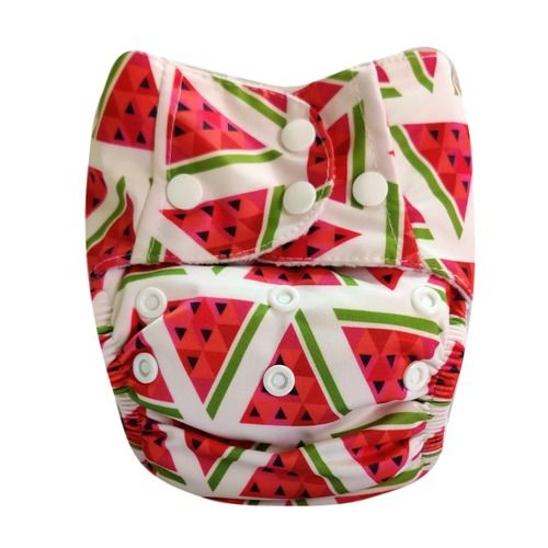 Washable/Reusable All In One Style Printed Bamboo Cotton Baby Diapers