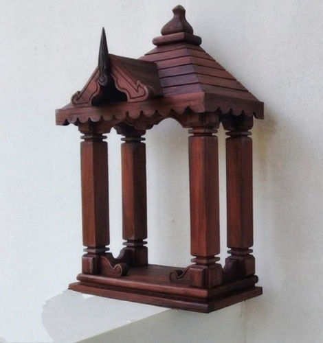 Dark Brown Colour Rosewood Pooja Mandir With 12 Inch Height