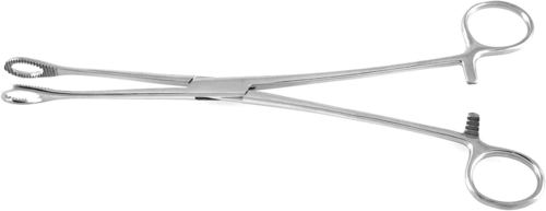 Steel Foerster Sponge Forceps 9.5 Straight Fenestrated Oval Serrated Jaws