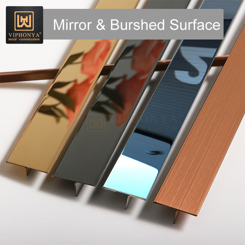 मल्टी कलर स्टेनलेस स्टील टी शेप टाइल ट्रिम दीवार और फर्श के लिए उपलब्ध लंबाई के साथ 2440 मिमी/2500 मिमी/2700 मिमी/3050 मिमी