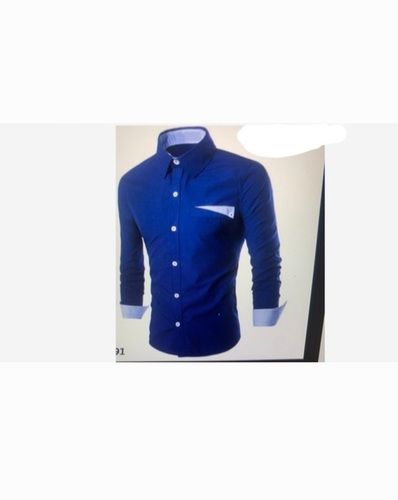 Anti Shrink And Anti Comfortable Mens Plain Pattern Blue Color Party Wear Shirt Age Group: 12-60