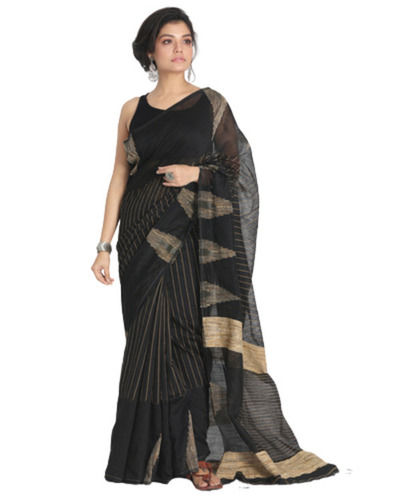 Party Wear Bengal Handloom Kantha Work Cotton Silk Jamdani Saree With Blouse Piece