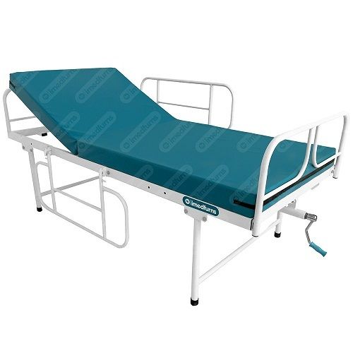 Metal Green Color Hospital Bed Upper Body Adjustable With Mattress And Safety Rails