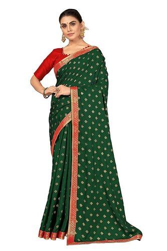 Women's Foil Print Zari Work Pary Wear Saree With Blouse Piece