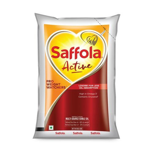 Pure Saffola Active Refined Rice Bran And Soyabean Cooking Oil