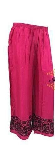 Indian Ladies Magenta Regular Fit Casual Wear Embroidered And Plain Palazzo Pants