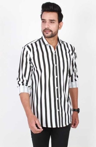 Whire Anti Wrinkle And Breathable Pure Cotton White And Black Colour Casual Wear Shirts For Mens