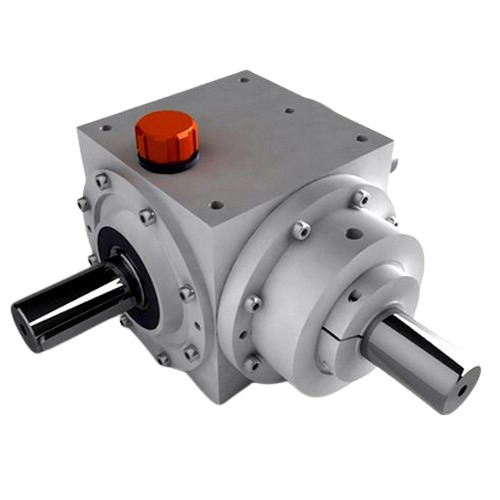 Accurate Gears - 4 HP Horizontal Flange Mount Spiral Bevel Gear Box | Mild Steel, Helical Gear Tooth Profile, 1500 RPM Output Speed