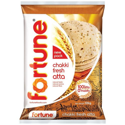 100% Pure And Fresh Fortune Chakki Fresh Atta For Making Fluffy Roti 10 Kg