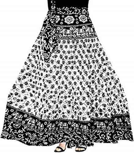 Blue Regular Fit Fashion Cotton Printed Wrap Around Long Skirts For Womens