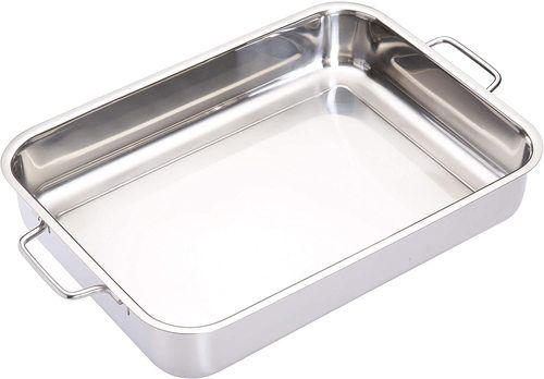 Deep Stainless Steel Roasting Tin With Folding Handles And Hob Compatible Application: Hospital