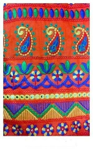 Colourfastness 100% Banarasi Comfortable Cotton Fabric, A String Of Upright Leaves Jhallar At The Outer, Edge Of Border