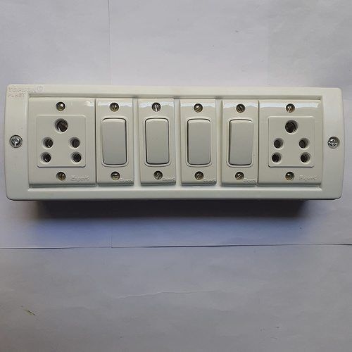 White  6M Wall Mounted With 2 Socket 6Amp And 4 Switch, Switch Socket Combined 