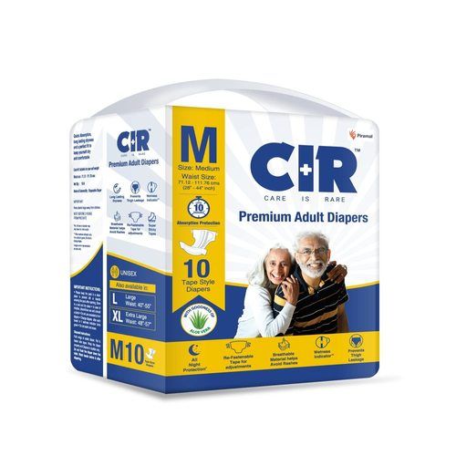 Cir Premium Adult Tape Diapers- All Night Protection With Aloe Vera Medium 28-44 Inches