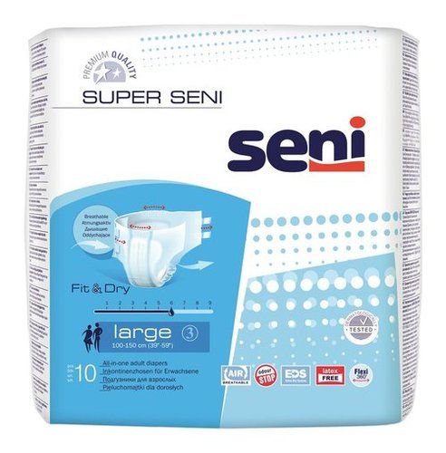 Comfortable White Color Premium Quality Super Adult Diapers, Fit And Dry Large, Breathable