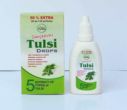 बुखार, सर्दी, खांसी, तनाव और रक्तचाप के लिए सिरप हर्बिलो संजीवनी तुलसी ड्रॉप्स पेट बॉटल 30 मिलीलीटर