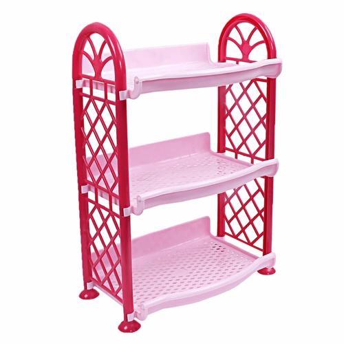 Single Sided Light Weight Pink Color Plastic 3 Layer Multipurpose Storage Organizer Rack For Kitchen