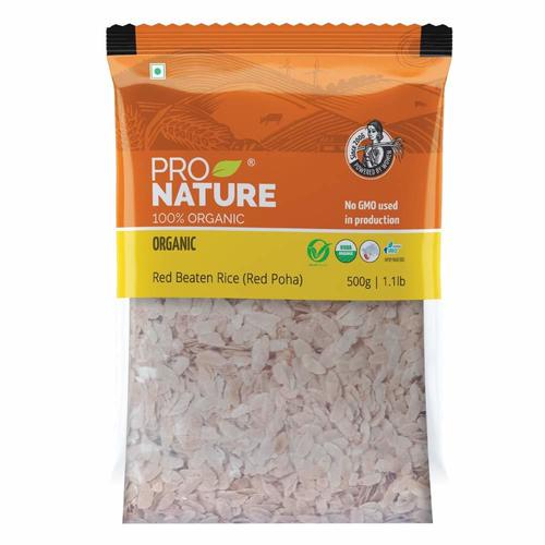 Rich In Starch And Vitamin B Pro Nature Organic 100% Organic Red Beaten Rice (Poha )500g