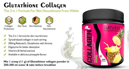 Pineapple Flavor Glutathione Collagen Powder For Skin Nourishment - 250 Gram Pack