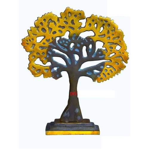 Handmade Brass Lifelike Tree Statue - 7.5x5.5x2 Inches, Coffe Gold Color with Maintenance-Free Finish, Hinduism Theme