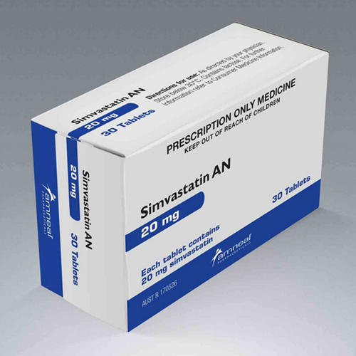 Simvastatin An Tablets 20 Mg (Pack Size 30 Tablets), Packaging Box