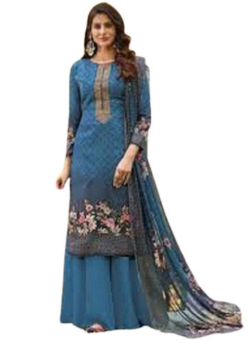 Casual Wear Regular Fit Long Sleeve Printed Ladies Stitched Palazzo Suit