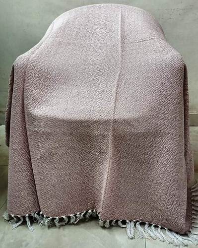 Small Diamond Cotton Throw (Dirty Pink and White)