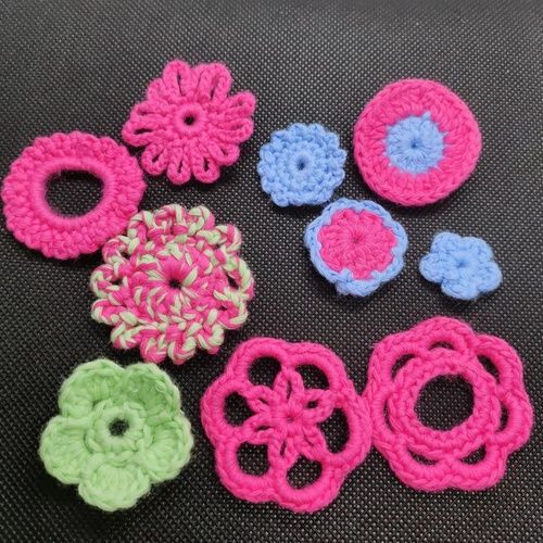 Fancy Cotton Applique Knitted Flowers For Clothes Bags Hats