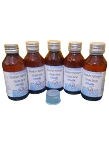 क्षारीय क्षारीय सिरप की बोतलें
