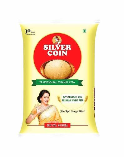  Silver Coin Traditional Chakki Atta, Sharbati And Premium Wheat Atta, 5 Kilogram Packet