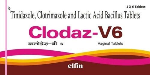 Clodaz-V6 Tinidazole, Clotrimazole And Lactic Acid Bacillus Tablets - 1X6 Blister Pack Antifungal