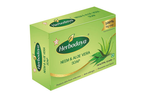 Skin-Friendly Herbodaya Neem And Aloe Vera Anti-Allergic Sunburn Protection Bath Soap