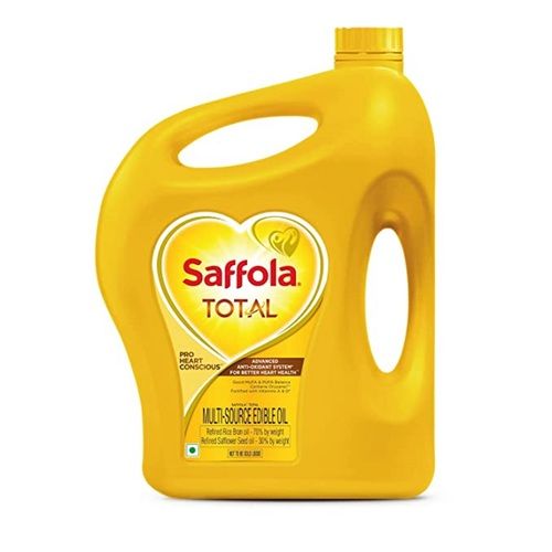 Organic Saffola Total Refined Cooking Oil, 5 Litre Jar Pack With Blend Of Rice Bran & Safflower For Cholesterol Control