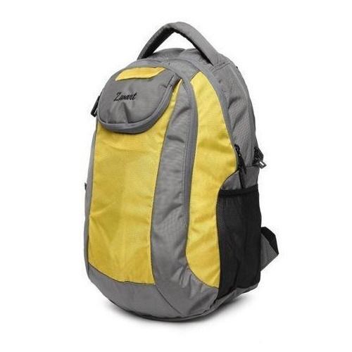 Grey And Yellow Color Unisex Polyester Designer Backpack For Travel